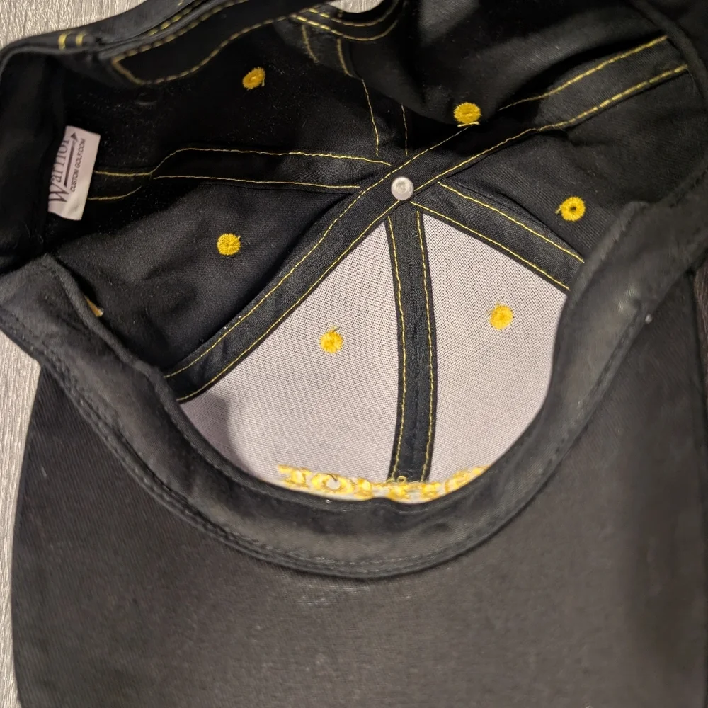 Warrior Custom Golf Club Hat Black Stitched Black Yellow Adjustable Cap Hat
